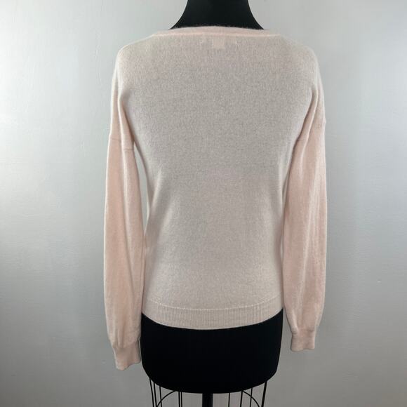Christopher Fischer Pink Long Sleeve 100% Cashmere Lace Up V-Neck Sweater Size S - Picture 2 of 7